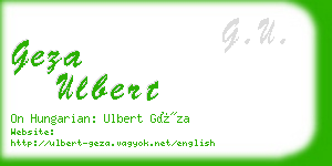 geza ulbert business card